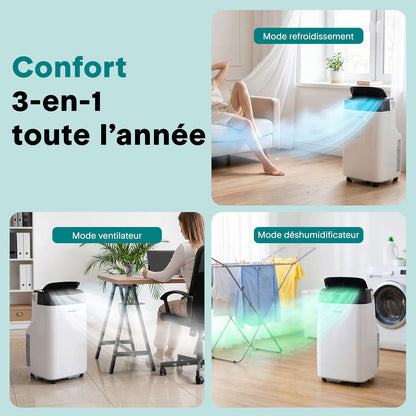  SereneLife Climatiseur Mobile 9000 BTU WiFi – Climatiseur Portable Sans Unité Extérieure, Mode Nuit, Ventilateur Et Déshumidificateur, Kit Fenêtre