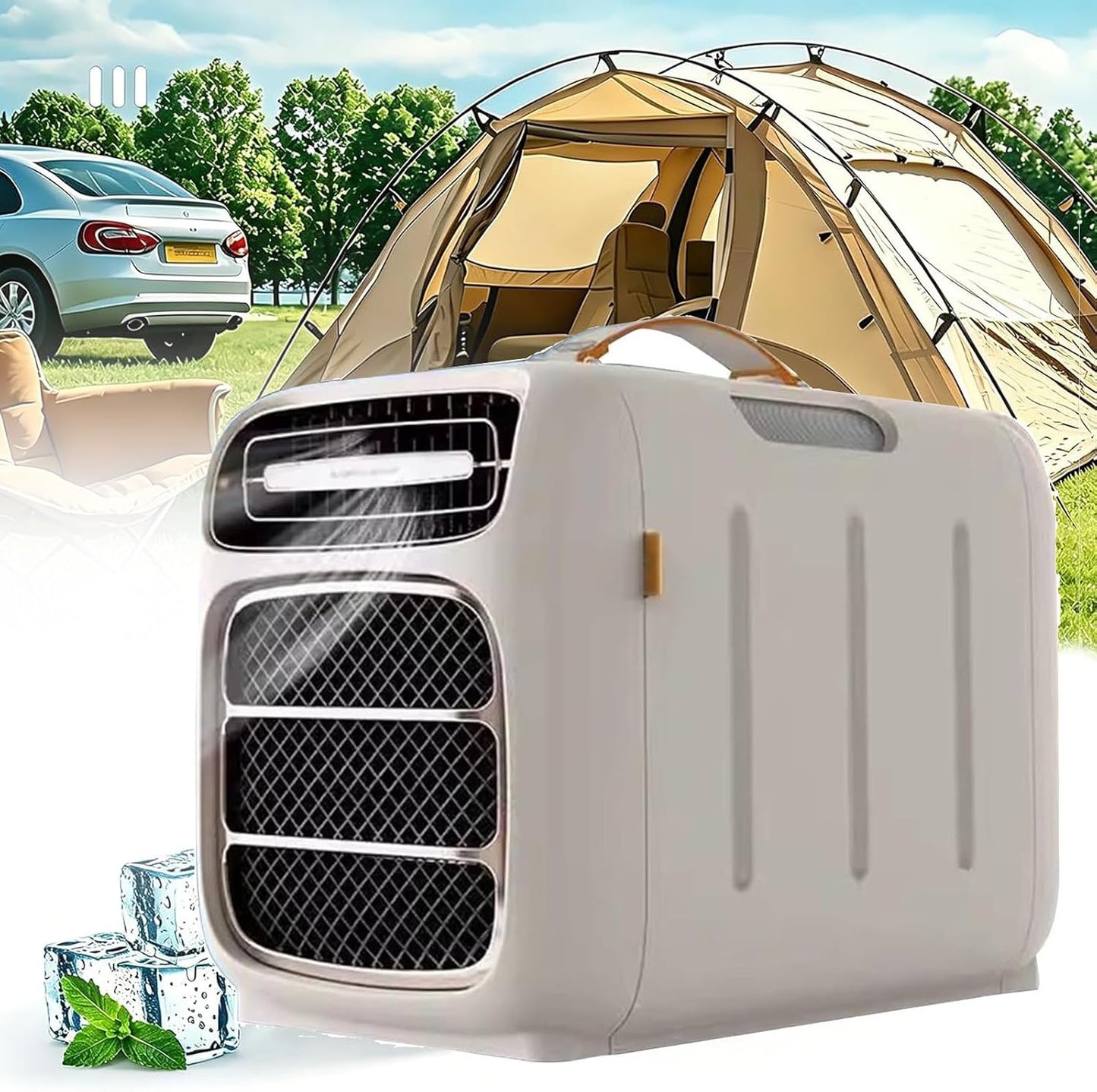  Climatiseur Portable,Climatiseur De Camping Réversible,Température De Refroidissement:16–32°C,Surface Couverte:8–10M²,Idéal Pour Tentes,Camions,Voitures,Camping Cars Et Vans Aménagés Cold+Heat+Audio