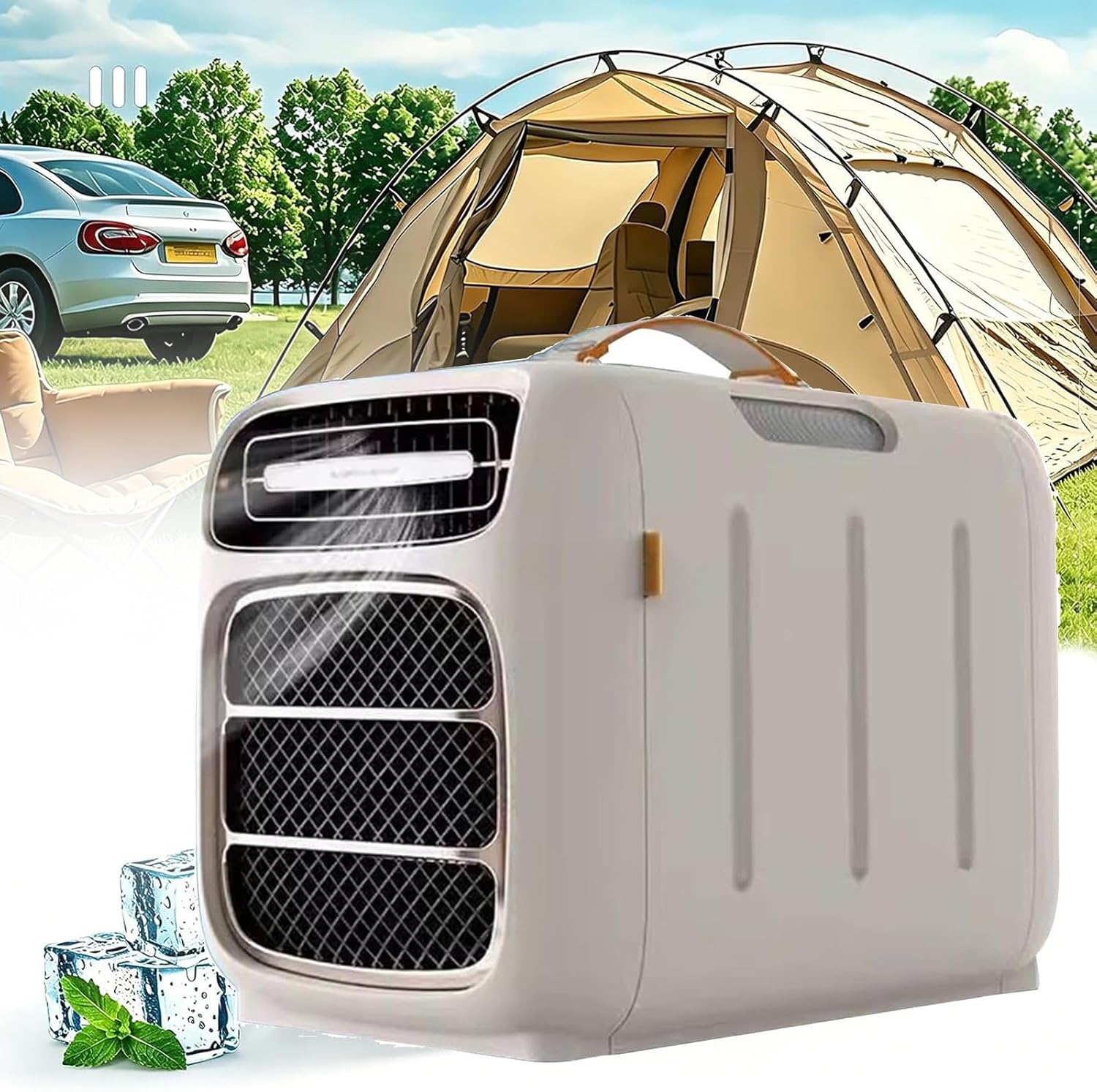  Climatiseur Portable,Climatiseur De Camping Réversible,Température De Refroidissement:16–32°C,Surface Couverte:8–10M²,Idéal Pour Tentes,Camions,Voitures,Camping Cars Et Vans Aménagés Cold+Heat+Audio