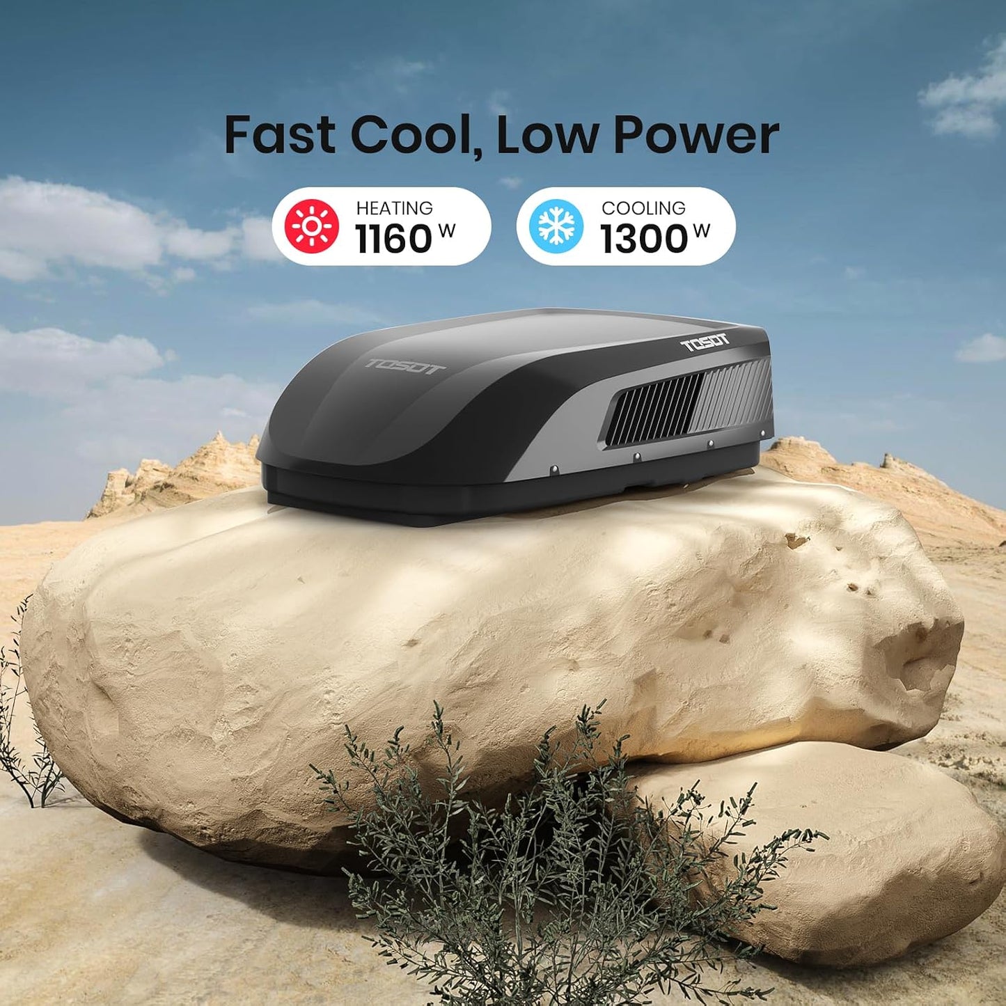  TOSOT GO COOL Climatiseur Pour Véhicule Récréatif 15 000 BTU, Unité De Climatisation De Toit Non Conduit Avec Pompe à Chaleur, EER 8,5 Haute Efficacité, WiFi Et Télécommande, Noir