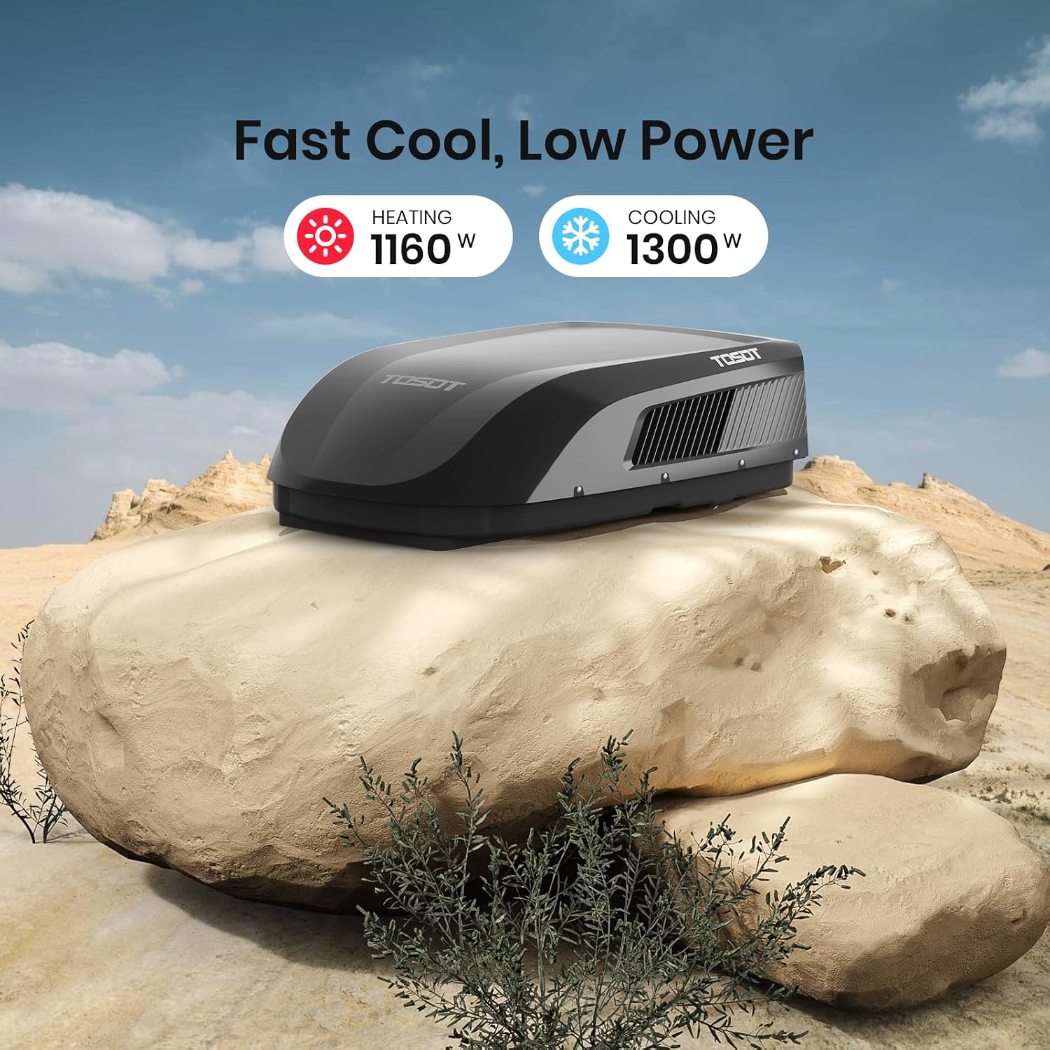  TOSOT GO COOL Climatiseur Pour Véhicule Récréatif 15 000 BTU, Unité De Climatisation De Toit Non Conduit Avec Pompe à Chaleur, EER 8,5 Haute Efficacité, WiFi Et Télécommande, Noir