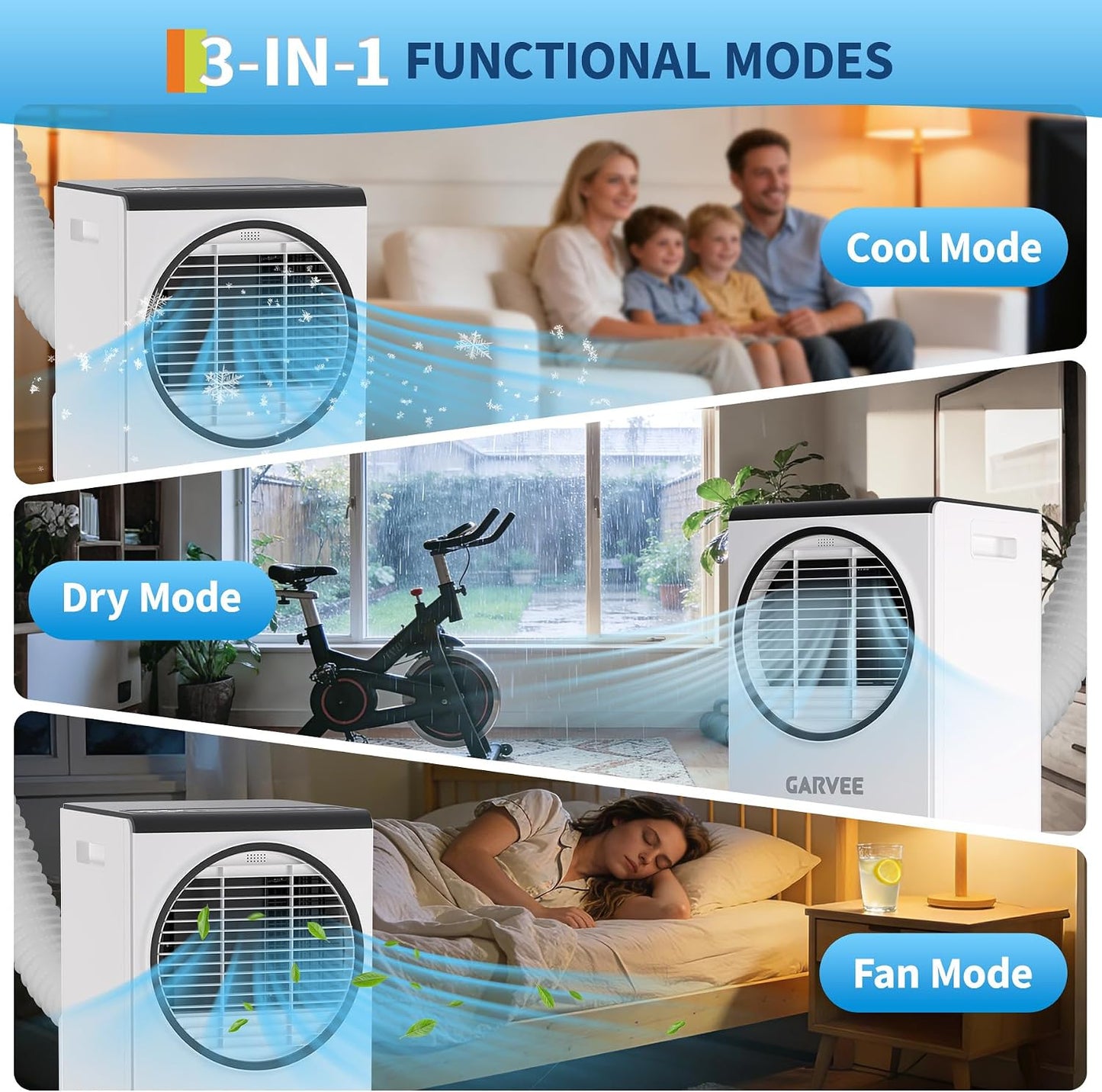  Garvee Climatiseur Mobile, 8000 BTU, Unité AC Portable Avec Déshumidificateur, Ventilateur Et Télécommande, Climatiseur Intérieur économe En énergie Pour Des Pièces Jusqu'à 350 °C