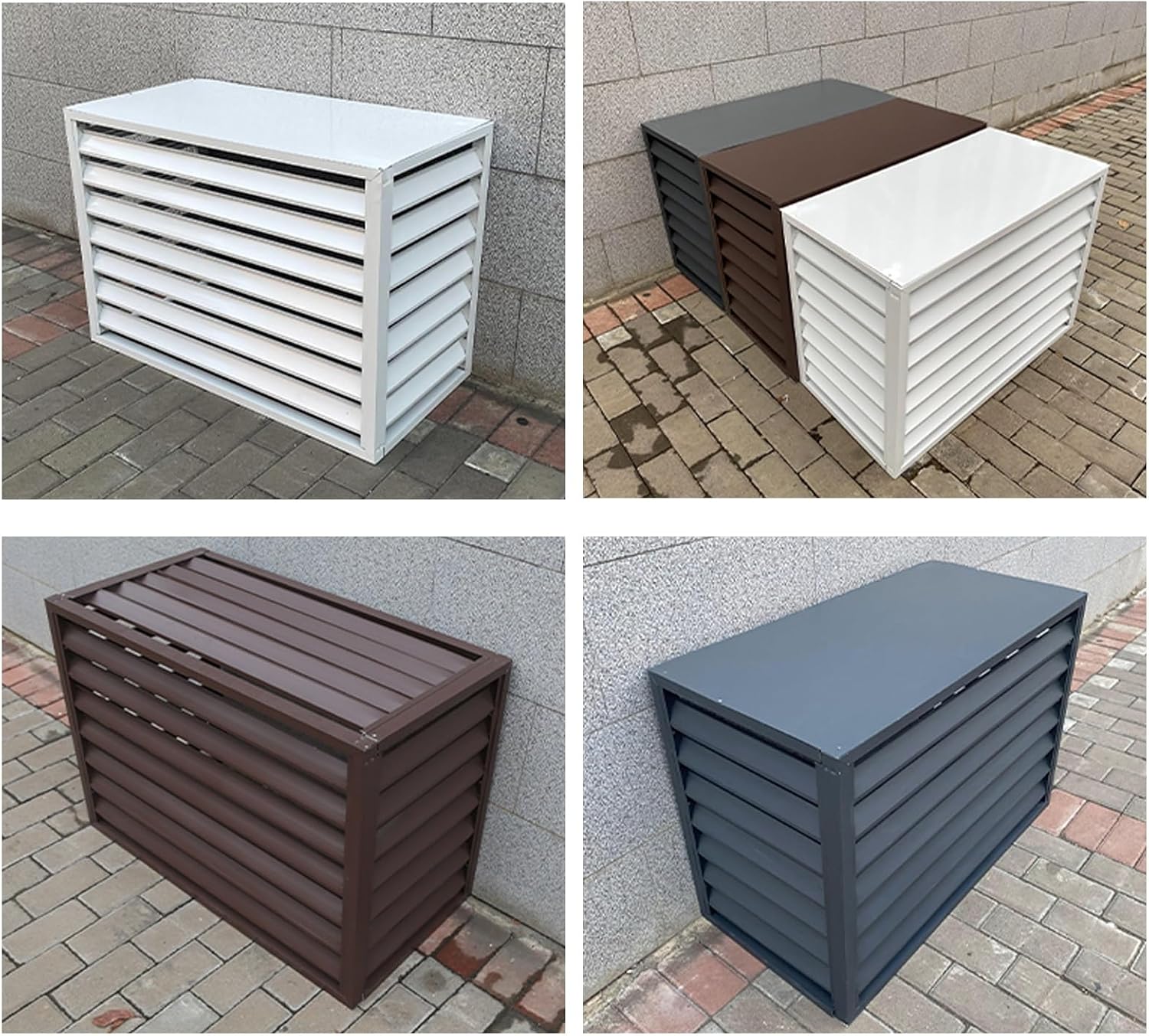 GENERIC Housse De Protection En Aluminium Pour Climatiseur Extérieur - Mini Condensateur Divisé - Résistant Aux Intempéries - Pour 2 Systèmes 3P - Blanc Et Design élégant