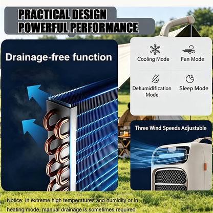  Climatiseur Portable,Climatiseur De Camping Réversible,Température De Refroidissement:16–32°C,Surface Couverte:8–10M²,Idéal Pour Tentes,Camions,Voitures,Camping Cars Et Vans Aménagés Cold+Heat+Audio