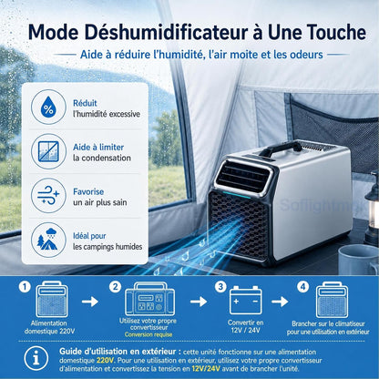  Climatiseur Portable 220v Avec Déshumidificateur Pour Été Silver-220V | Conçu Pour Les Escapades D’été, Les Chalets, Ateliers Et Petites Pièces Nécessitant Un Vrai Refroidissement.